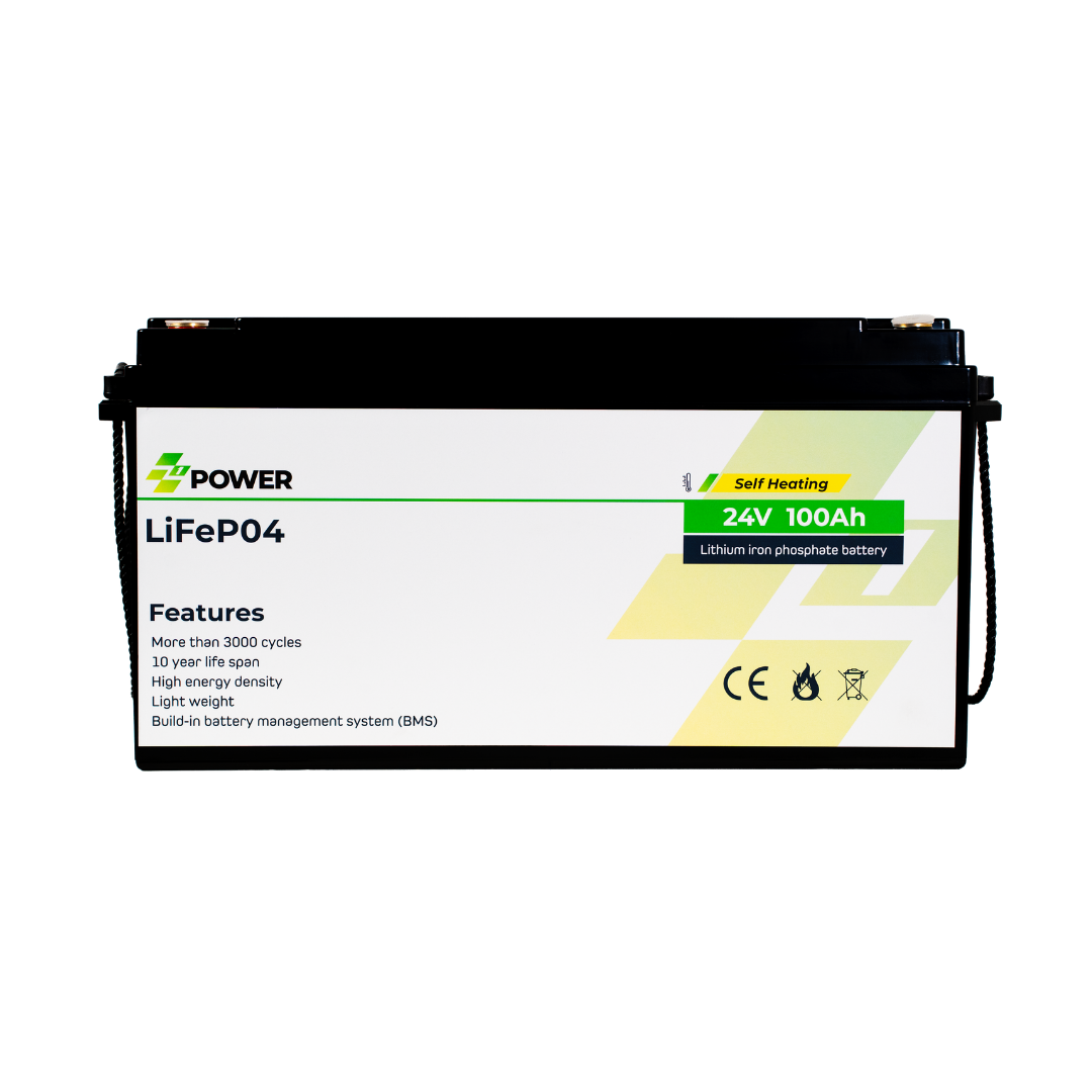 Z1Power 24V 100Ah LiFePO4 Battery (Self-Heating)